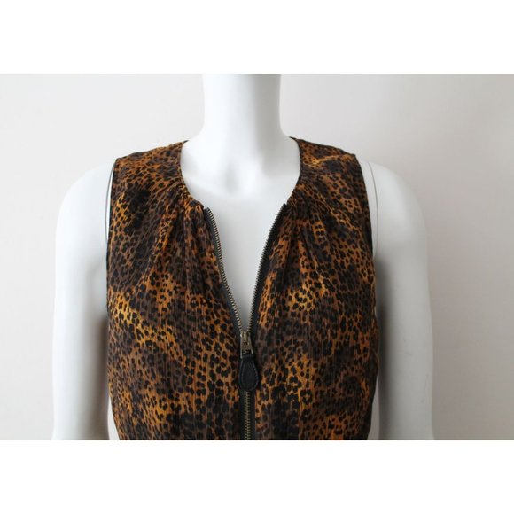 Burberry Brit Zip-Front Leopard-Print Mulberry Silk Dress Size 4 Georgette - Picture 7 of 14